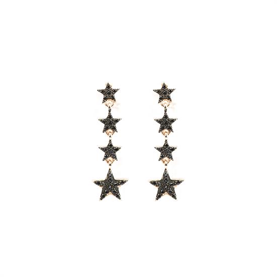 ORECCHINO PENDENTE ROSE DOPPIA STELLA ARGENTO 925°/°° ZIRCONI
