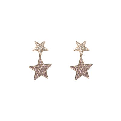 ORECCHINO DOPPIA STELLA ROSE' ARGENTO 925°/°° ZIRCONI