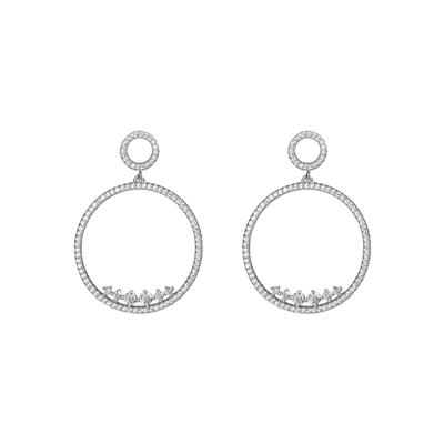 ORECCHINO PENDENTE TONDO RODIO IN ARGENTO 925°/°° E ROMBI ZIRCONATI