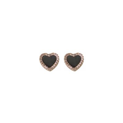 ORECCHINO ONICE CUORE ZIRCONI ROSA IN ARGENTO 925°/°°