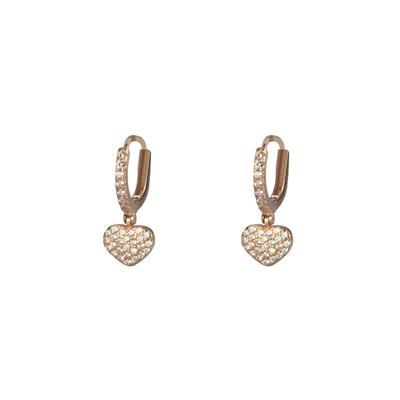 ORECCHINO CERCHIETTO CUORE PENDENTE ARGENTO 925°/°° ROSE' ZIRCONI