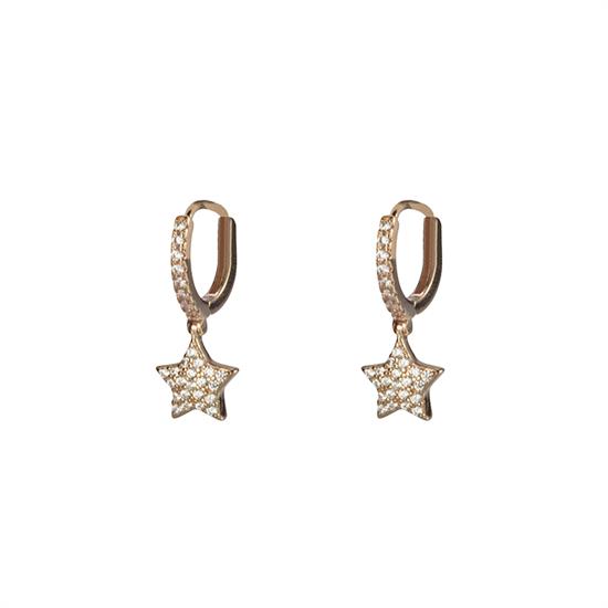 ORECCHINO CERCHIETTO STELLA PENDENTE ARGENTO 925°/°° ROSE' ZIRCONI