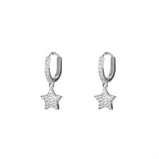 ORECCHINO CERCHIETTO STELLA PENDENTE ARGENTO 925°/°° RODIO ZIRCONI