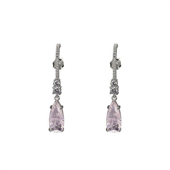 ORECCHINO AMO ZIRCONATO RODIO IN ARGENTO 925°/°° GOCCIA