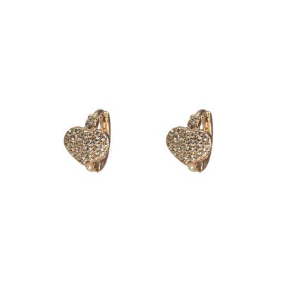 ORECCHINO CERCHIETTO ROSE' ARGENTO 925°/°° CUORE ZIRCONI