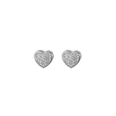 ORECCHINO CUORE RODIO IN ARGENTO 925°/°° ZIRCONI