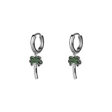 ORECCHINO CERCHIETTO PALMA PENDENTE RODIO ARGENTO 925°/°° ZIRCONI