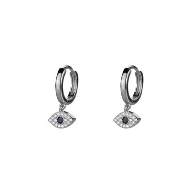 ORECCHINO CERCHIETTO OCCHIO PENDENTE RODIO ARGENTO 925°/°° ZIRCONI