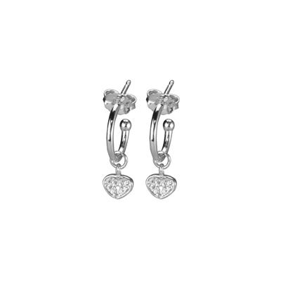 ORECCHINO CREOLA PLAIN CON CUORE ZIRCONATO IN ARGENTO 925°/°°