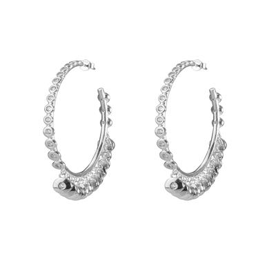 ORECCHINO CERCHIO BIG PENDENTI ROUND RODIO ARGENTO 925°/°° E ZIRCONI