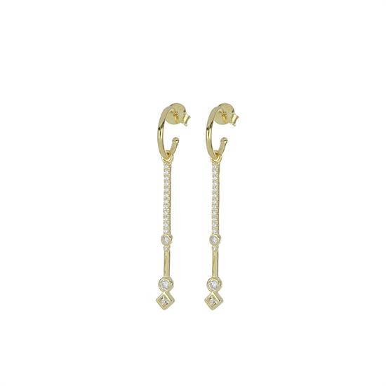 ORECCHINO FILO LUNGO GOLD IN ARGENTO 925°/°° ZIRCONI