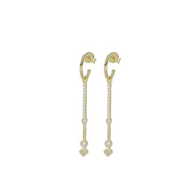 ORECCHINO FILO LUNGO GOLD IN ARGENTO 925°/°° ZIRCONI