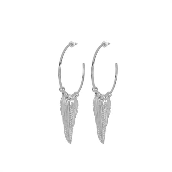 ORECCHINO CEROLA CON 5 PIUME PENDENTE ZIRCONATE IN ARGENTO 925°/°°