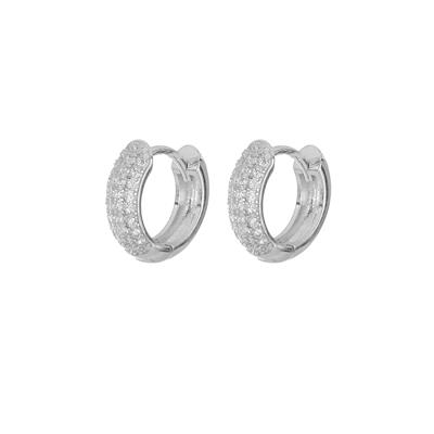 ORECCHINO CERCHIETTO BOMBATO 3 FILE ZIRCONI WHITE ARGENTO 925°/°°