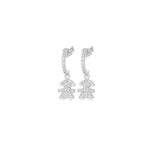 ORECCHINO BIMBA 2°MISURA PENDENTE ZIRCONI E ARGENTO 925°/°°