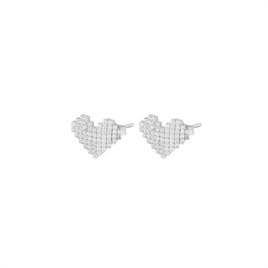 ORECCHINO CUORE MINI PIXELL ZIRCONATO IN ARGNETO 925°/°°