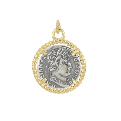 PENDENTE MONETA BRUNITA IN ARGENTO 925°/°° BORDO TRECCIA