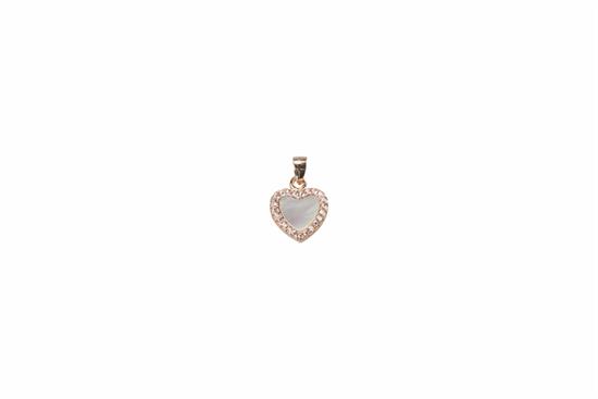 PENDENTE CUORE ZIRCONI ROSA MADREPERLA IN ARGENTO 925°/°°