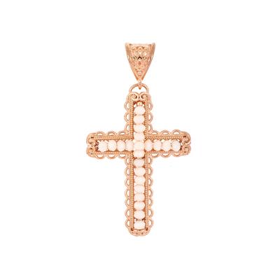 PENDENTE CROCE BIG LAVORATA ROSE' IN ARGENTO 925°/°° ZIRCONI