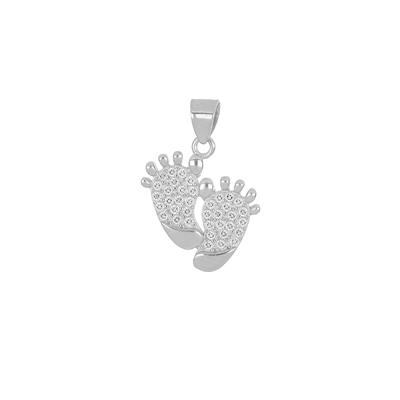 PENDENTE PIEDINI RODIO IN ARGENTO 925°/°° ZIRCONI