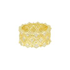 ANELLO FASCIA BICOLOR ROMBI ZIRCONATI IN ARGENTO 925°/°°