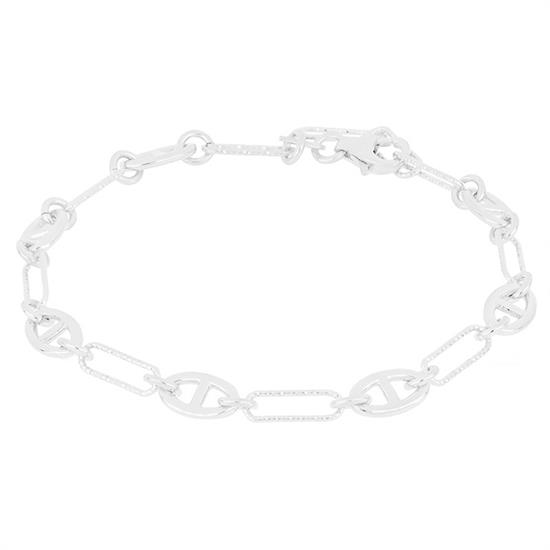 BRACCIALE DIAMANTATO CON MAGLIA MARINA IN ARGENTO 925°/°°