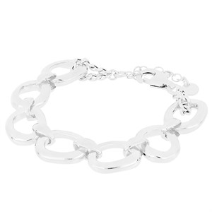 BRACCIALE MAGLIA OVALE BOMBATA IN ARGENTO 925°/°°