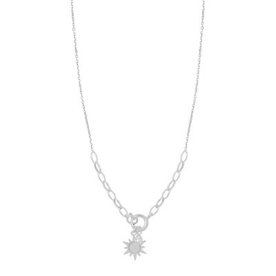 COLLANA CON ROSA DEI VENTI E ZIRCONE IN ARGENTO 925°/°°
