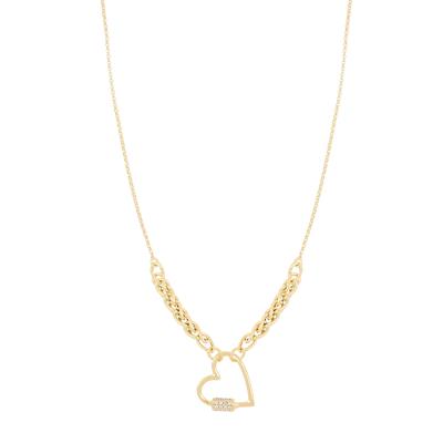 COLLANA GROUMETTA CUORE RONDELLA ZIRCONI ARGENTO 925°/°°