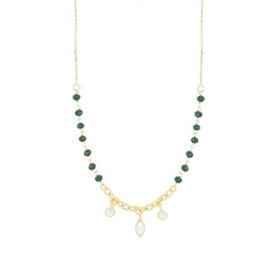 COLLANA CON SPINELLO E ZIRCONI A GOCCIA IN ARGENTO 925°/°°