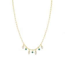 COLLANA OVALINA CON GOCCIA E ZIRCONI TONDI IN ARGENTO 925°/°°
