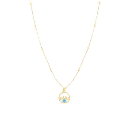COLLANA CON TONDINO OCCHIO CON SMALTO IN ARGENTO 925°/°°