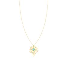COLLANA PALMA TRAFORATA CON ZIRCONE CENTRALE IN ARGENTO 925°/°°
