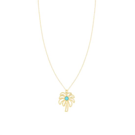 COLLANA PALMA TRAFORATA CON ZIRCONE CENTRALE IN ARGENTO 925°/°°