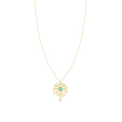 COLLANA PALMA TRAFORATA CON ZIRCONE CENTRALE IN ARGENTO 925°/°°