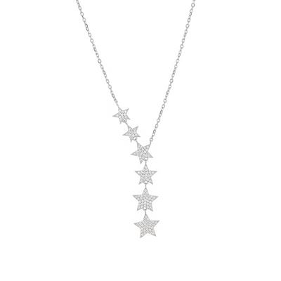 COLLANA STELLE SCALARI RODIO IN ARGENTO 925°/°° E ZIRCONI