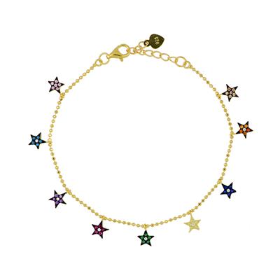 BRACCIALE PALLINO DIAM. GOLD STELLINE PENDENTI ARGENTO 925°/°° ZK