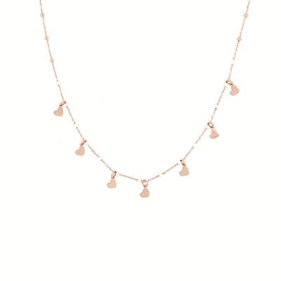 COLLANA ROSE' CUORI MICRO PENDENTI ARGENTO 925°/°° RONDELLE