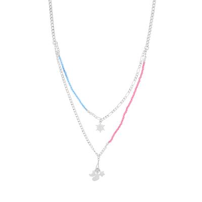 COLLANA A DOPPIO GROUMETTA SPINELLO E SOGGETTI IN ARGENTO 925°/°°