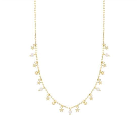 COLLANA PALLINI CON STELLINE E PERLINE PENDENTI ARGENTO 925°/°°