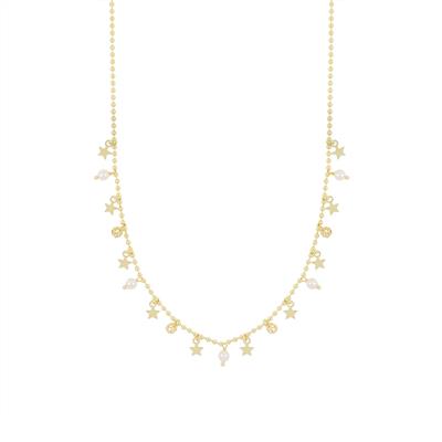 COLLANA PALLINI CON STELLINE E PERLINE PENDENTI ARGENTO 925°/°°