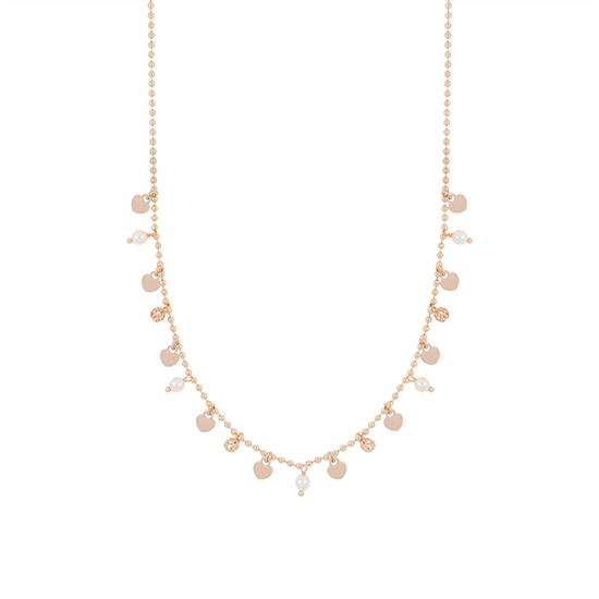 COLLANA PALLINI CON CUORI E PERLINE PENDENTI ARGENTO 925°/°°