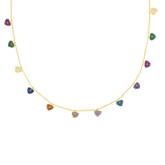 COLLANA PALLINO DIAMANTATO GOLD CUORI PENDENTI ARGENTO 925°/°°ZK