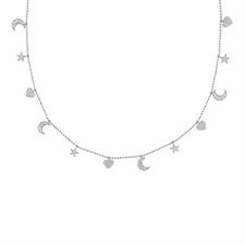 COLLANA PAL. DIAM. RODIO STEL/CUO/LUNA PENDENTI ARGENTO 925°/°°ZK