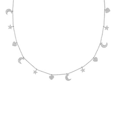 COLLANA PAL. DIAM. RODIO STEL/CUO/LUNA PENDENTI ARGENTO 925°/°°ZK