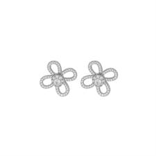 ORECCHINO FIORE 4 PETALI TRAFORATI ZIRCONATI IN ARGENTO 925°/°°