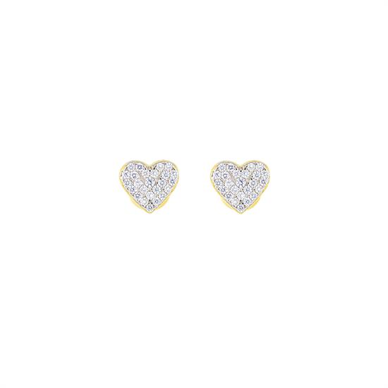 ORECCHINO LOBO CUORE PIATTO DORATO IN ARGENTO 925°/°° ZIRCONI