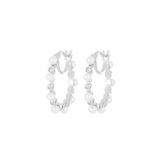 ORECCHINO CERCHIO PERLINE E ZIRCONI 2CM ARGENTO 925°/°°