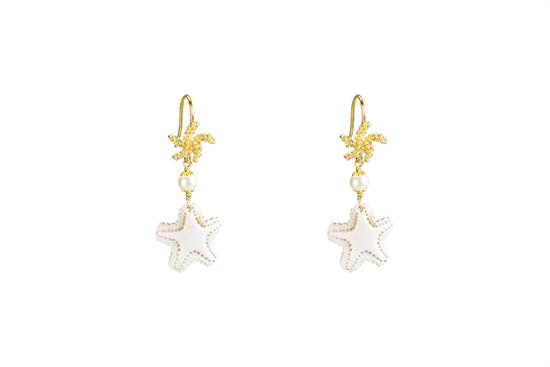 ORECCHINO STELLINA CAMMEO PIETRA DURA IN ARGENTO 925°/°°