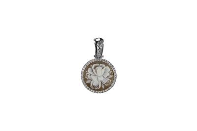 PENDENTE CAMMEO 20MM IN ARGENTO 925°/°° E ZIRCONI